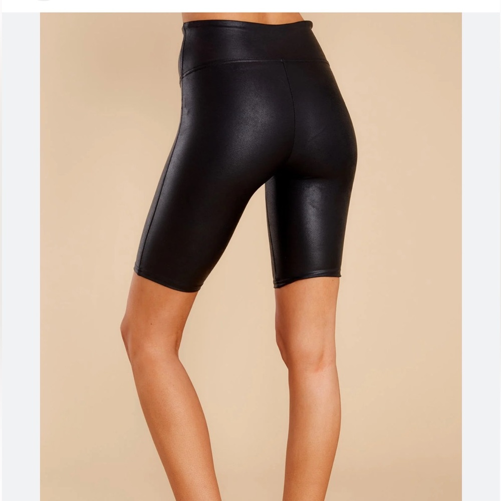 *Spanx black faux leather bike shorts!!